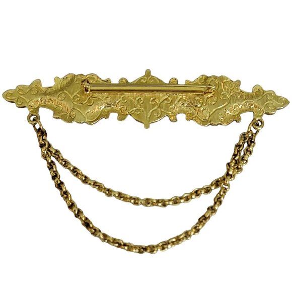 1928 Brand Blue Glass Red Wine Lucite Cab Chatelaine Bar Brooch, K66 - Picture 4 of 8